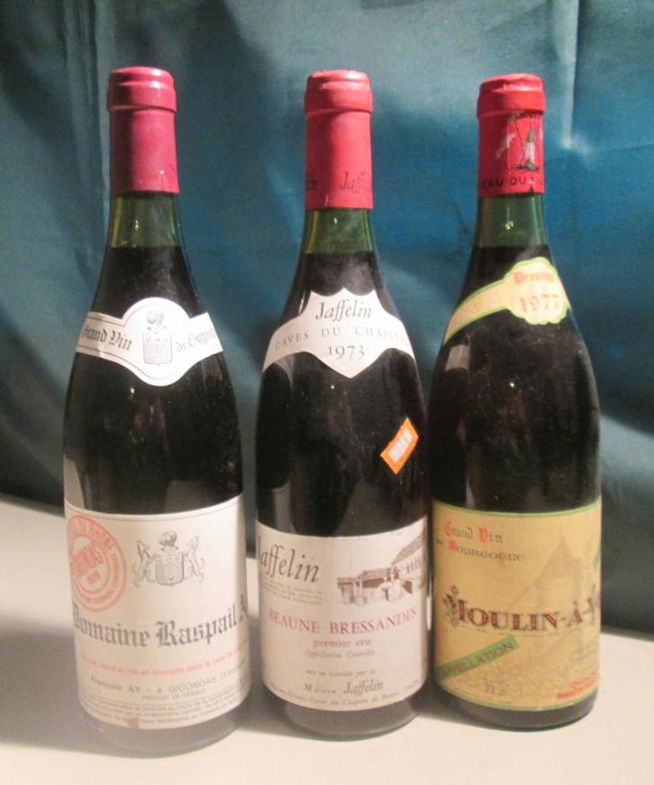 3x Franse Wijnen - 1973 / 1977 / 1979, Verzamelen, Wijnen, Zo goed als nieuw, Rode wijn, Frankrijk, Vol, Ophalen of Verzenden