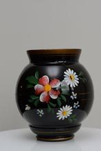collectie zwarte glazen vazen met bloemenmotief, Antiek en Kunst, Ophalen of Verzenden