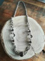 Halsketting bruin keramiek, Handtassen en Accessoires, Kettingen, Ophalen of Verzenden, Nieuw, Bruin, Zilver