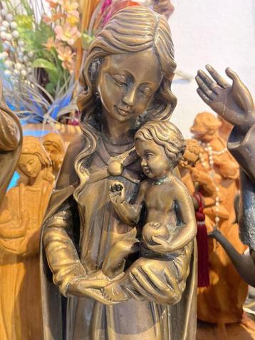 bronzen beeld van Maagd maria met jezuskind 50cm beschikbaar voor biedingen