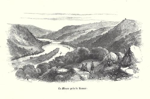 1853 - la Meuse près de Namur, Antiek en Kunst, Kunst | Etsen en Gravures, Ophalen of Verzenden