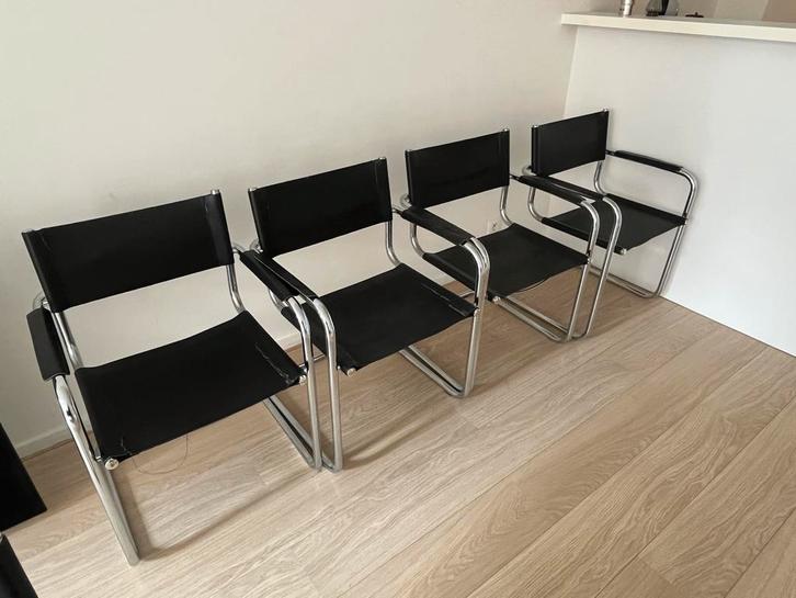 Marcel Breuer Stoelen, Huis en Inrichting, Stoelen, Gebruikt, Vier, Leer, Zwart, Ophalen