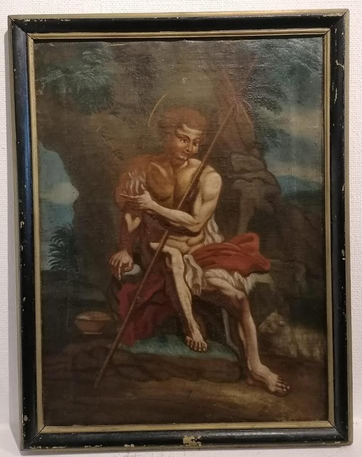 Antiek schilderij op doek op paneel, Antiek en Kunst, Kunst | Schilderijen | Klassiek, Ophalen of Verzenden