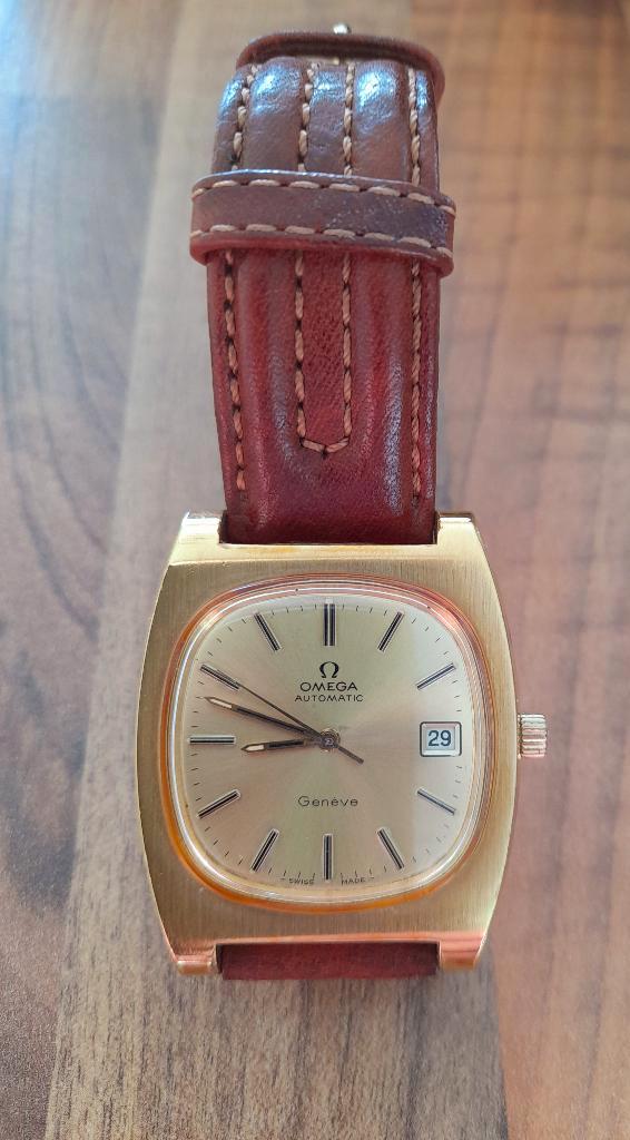 Omega Genève 1976, Bijoux, Sacs & Beauté, Montres | Hommes, Comme neuf, Montre-bracelet, Omega, Or, Cuir, Enlèvement