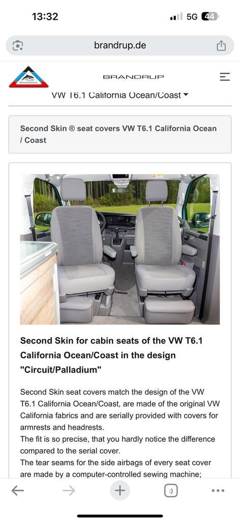 Brandrup stoelhoezen voor Volkswagen California t5, t6, t6.1, Caravans en Kamperen, Mobilhome-accessoires, Nieuw, Ophalen