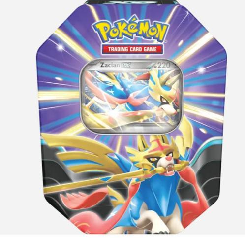 Pokémon Slashing Legends: Tin – Zacian ex – Slechts €24,95!, Hobby en Vrije tijd, Verzamelkaartspellen | Pokémon, Nieuw, Booster