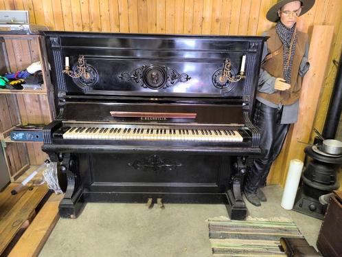 Piano droit ancien C. Bechstein (vers 1877–1882) – N de sér, Muziek en Instrumenten, Piano's, Gebruikt, Piano, Bruin, Ophalen