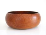 Seventies houten schaal - Vintage fruitschaal- Teak slakom, Gebruikt, Schaal, Rond, Ophalen of Verzenden
