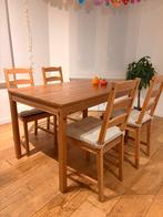 Jakkmakk Ikea tafel met 4 stoelen set + stoelkussens, Ophalen, Gebruikt, 4 tot 6 stoelen