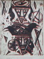 Jessy Boelen linosnede "Russell Tribunaal", 1980, gesigneerd, Antiek en Kunst, Kunst | Etsen en Gravures, Ophalen