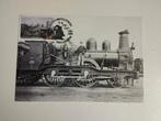 Een briefkaart over de Belgische spoorwegen treinen kleur zw, Ophalen