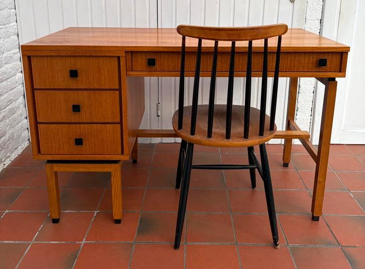 Bureau moderniste teck scandinave vintage, Maison & Meubles, Bureaux, Utilisé, Bureau, Enlèvement