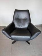 Alassio draaifauteul, leder kleur Zwart, Ophalen, Model design, 75 tot 100 cm, Zo goed als nieuw