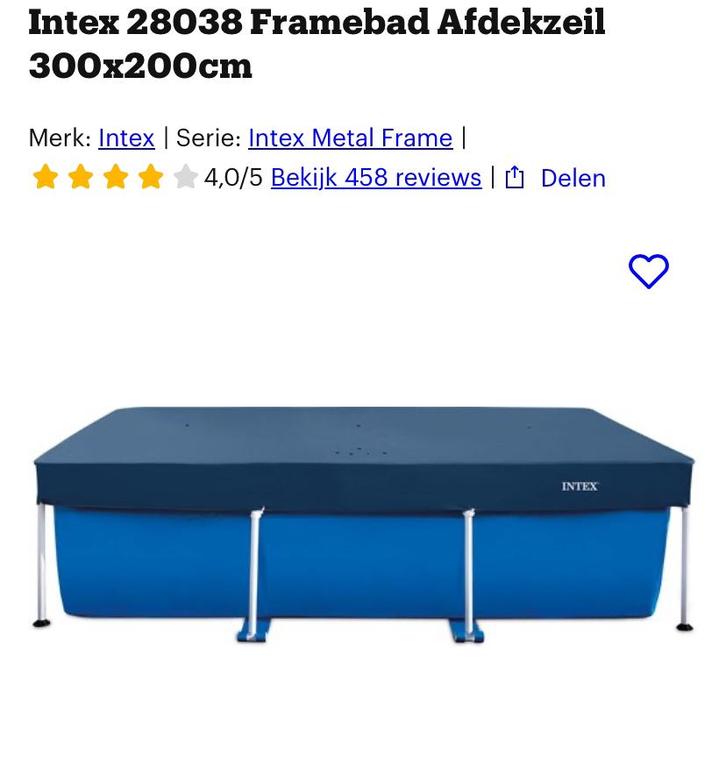 Intex zwembad  NIEUW 3m*2m*75 cm met bijhorend afdekzeil, Tuin en Terras, Zwembaden, Nieuw, Rechthoekig, Ophalen