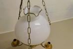 Joli Lustre Ancien en Laiton avec Grosse Opaline Blanche., Enlèvement