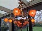 Antieke bronzen kroonluchter met 7 lichtpunten, Huis en Inrichting, Lampen | Kroonluchters, Ophalen, Zo goed als nieuw