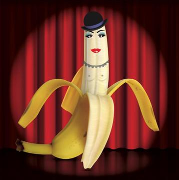 Schilderij - Cabaret goes Bananas - Alain - 2021 - 1m x 1m