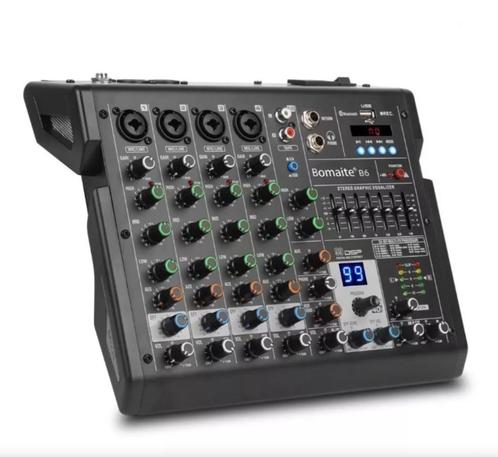 6-Kanaals Mixer 99 Effecten 7 Band EQ Bluetooth Studio Audio, Muziek en Instrumenten, Mengpanelen, Zo goed als nieuw, 5 tot 10 kanalen