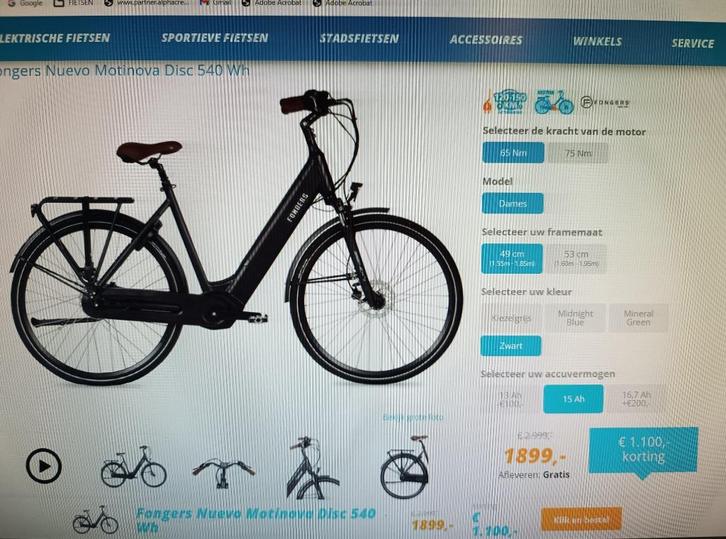 Fongers nuevo motinova e-bike dames, Fietsen en Brommers, Fietsen | Dames | Damesfietsen, Zo goed als nieuw, Overige merken, 50 tot 53 cm