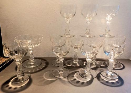 12 Val St Lambert glazen uit de "Olivier" serie., Antiek en Kunst, Antiek | Glaswerk en Kristal, Ophalen of Verzenden