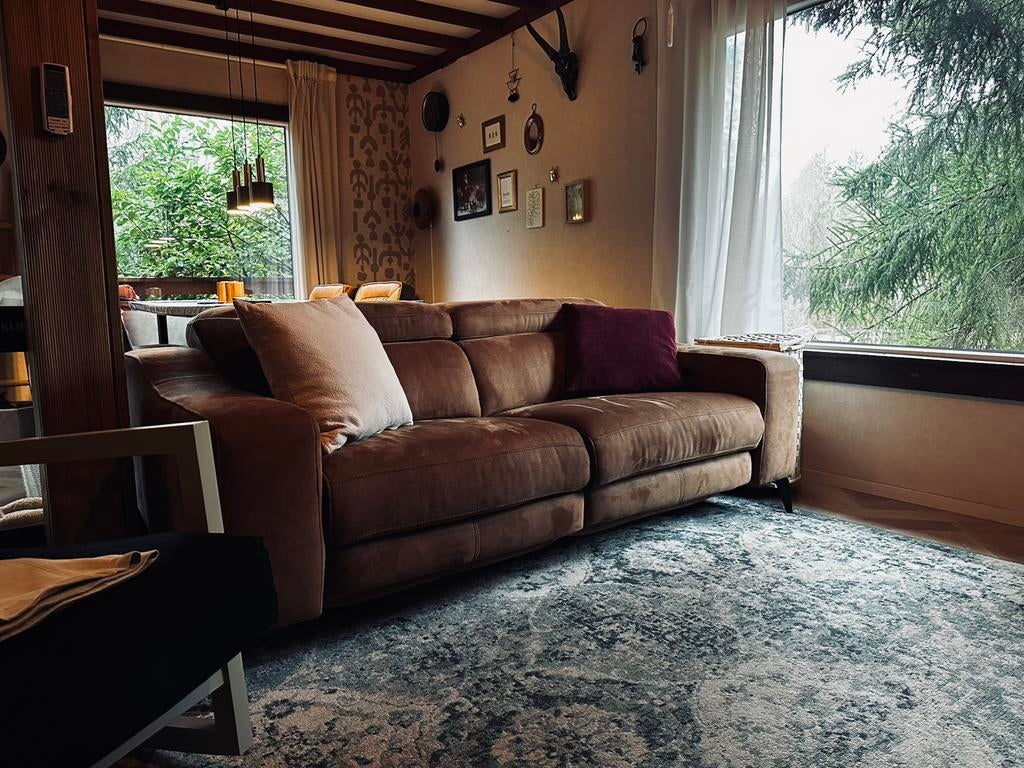 Cognac relax électrique 3 places, Maison & Meubles, Canapés | Salons, Comme neuf, Enlèvement