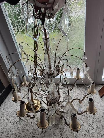 Bronze luchter met kristallen hangertjes in LOUIS XV stijl beschikbaar voor biedingen