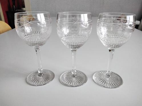 Set van 3 antieke kleine fijne kristallen glazen op steel, Verzamelen, Glas en Drinkglazen, Zo goed als nieuw, Overige typen, Ophalen of Verzenden