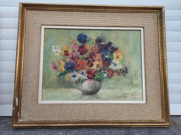 huile sur toile fleur, Antiquités & Art, Art | Peinture | Classique, Enlèvement ou Envoi