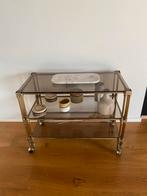 Messing bar cart, Huis en Inrichting, Ophalen, Zo goed als nieuw, Rechthoekig, Glas