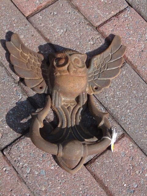 Klopper, deurklopper in gietijzeren uil, deurbel, Tuin en Terras, Tuinwanddecoratie, Nieuw, Ophalen of Verzenden