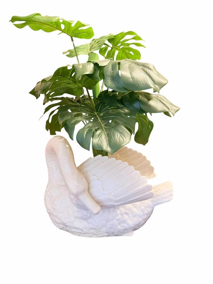 Grote vintage Bloempot Zwaan in Porselein, Antiek en Kunst, Antiek | Keramiek en Aardewerk, Ophalen of Verzenden