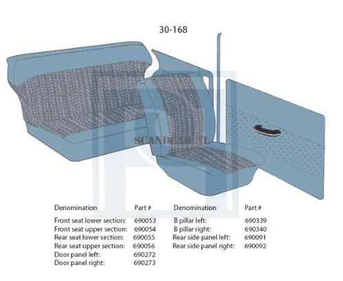 Bekleding PV544 zijpaneel bekleding links achter blauw 30-16, Auto-onderdelen, Interieur en Bekleding, Volvo, Nieuw, Ophalen of Verzenden