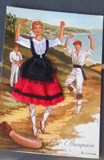 Postkaart met een genaaid kleedje beschikbaar voor biedingen