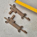 Set van 2 oude schuifsloten, deurbout, Verzenden, Brons