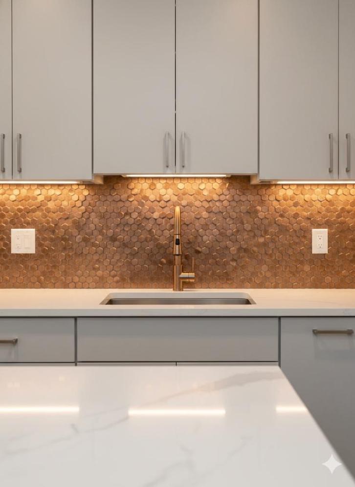 Mosaic Colonial L Antic Hexagon 10mm 3D Copper 4-8mm, Doe-het-zelf en Bouw, Tegels, Nieuw, Wandtegels, Overige materialen, 20 tot 40 cm