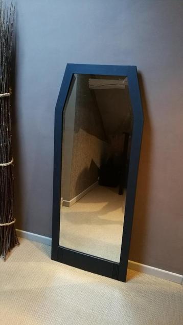 Grand miroir H 148 cm en chêne massif peinture noir mat