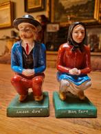 Antiek Koppel gipsen schijterkes man en vrouw, Antiek en Kunst, Curiosa en Brocante, Ophalen of Verzenden
