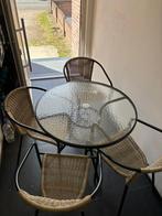 Tuinset - 4 stoelen & 1 tafel, Tuin en Terras, Ophalen, Rotan, Tuinset