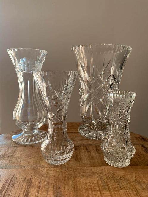 4 kristallen vazen., Antiek en Kunst, Antiek | Glaswerk en Kristal, Ophalen