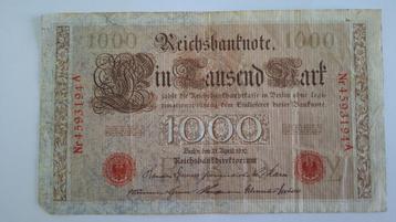 Origineel Duits bankbiljet – 1000 Mark 1910 – Reichsbanknote beschikbaar voor biedingen