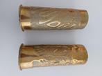 2x obus gravées en cuivre - 1917, Enlèvement ou Envoi, Cuivre