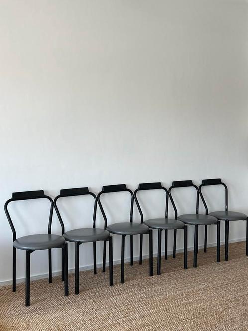 Vintage Italiaanse stoelen, Calligaris , 1980, set van 6, Huis en Inrichting, Stoelen, Zo goed als nieuw, Grijs, Ophalen