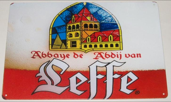 LEFFE BIER : Metalen Bord Leffe Abdijbier - Abbaye de Leffe, Verzamelen, Biermerken, Nieuw, Reclamebord, Plaat of Schild, Leffe