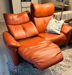 Lederen tweezit roestbruin, Ophalen, Gebruikt, 150 tot 200 cm, Tweepersoons