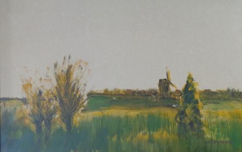 WALTER TEUNINK / POLDERLANDSCHAP / OLIEVERF / 61x85cm KADER, Antiek en Kunst, Kunst | Schilderijen | Modern, Ophalen