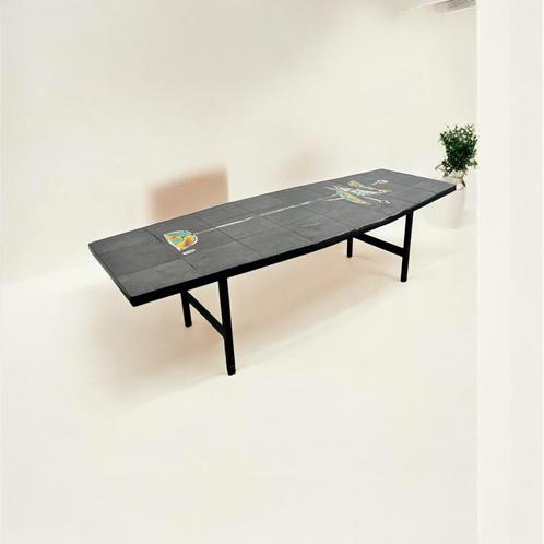 Vintage coffee table / salontafel met tegeltjes MOISES, Antiek en Kunst, Antiek | Meubels | Tafels, Ophalen of Verzenden