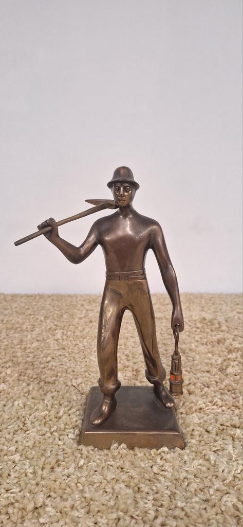 Statue de mineur en bronze, Antiquités & Art, Art | Sculptures & Bois, Enlèvement ou Envoi