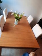 Houten uitschuifbare tafel met 6 stoelen, Huis en Inrichting, Complete eetkamers, Gebruikt, Ophalen
