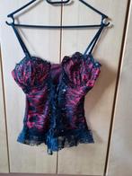 Kanten topje zwart rood maat S 36, Kleding | Dames, Topjes, Ophalen, Zo goed als nieuw, Rood