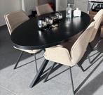 Donkerbruin ovale eettafel +eetkamerstoelen, Huis en Inrichting, Ophalen, Overige materialen, Nieuw, 50 tot 100 cm